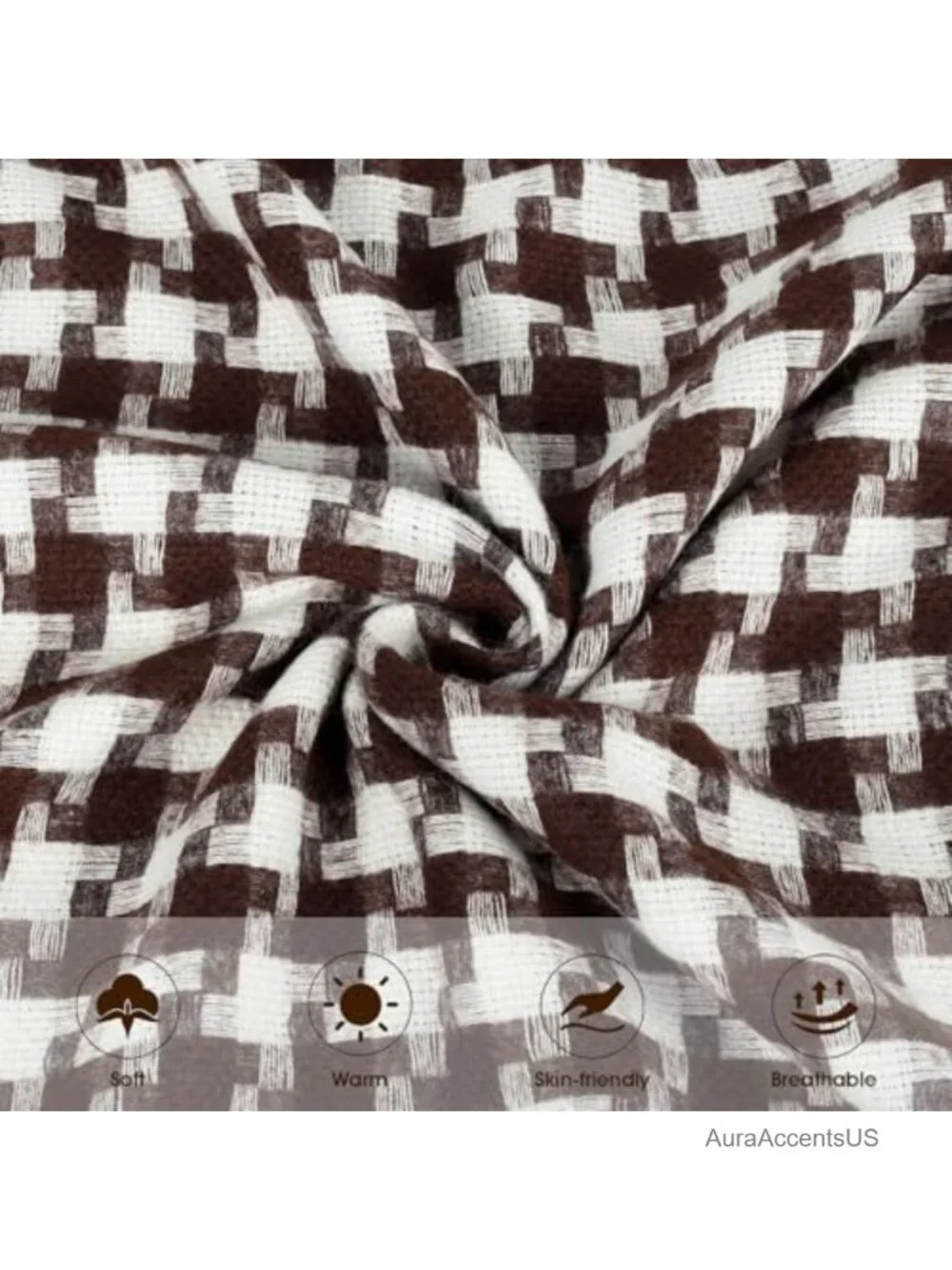 Vintage Plaid Tassel Scarf Shawl Wrap Winter Wool